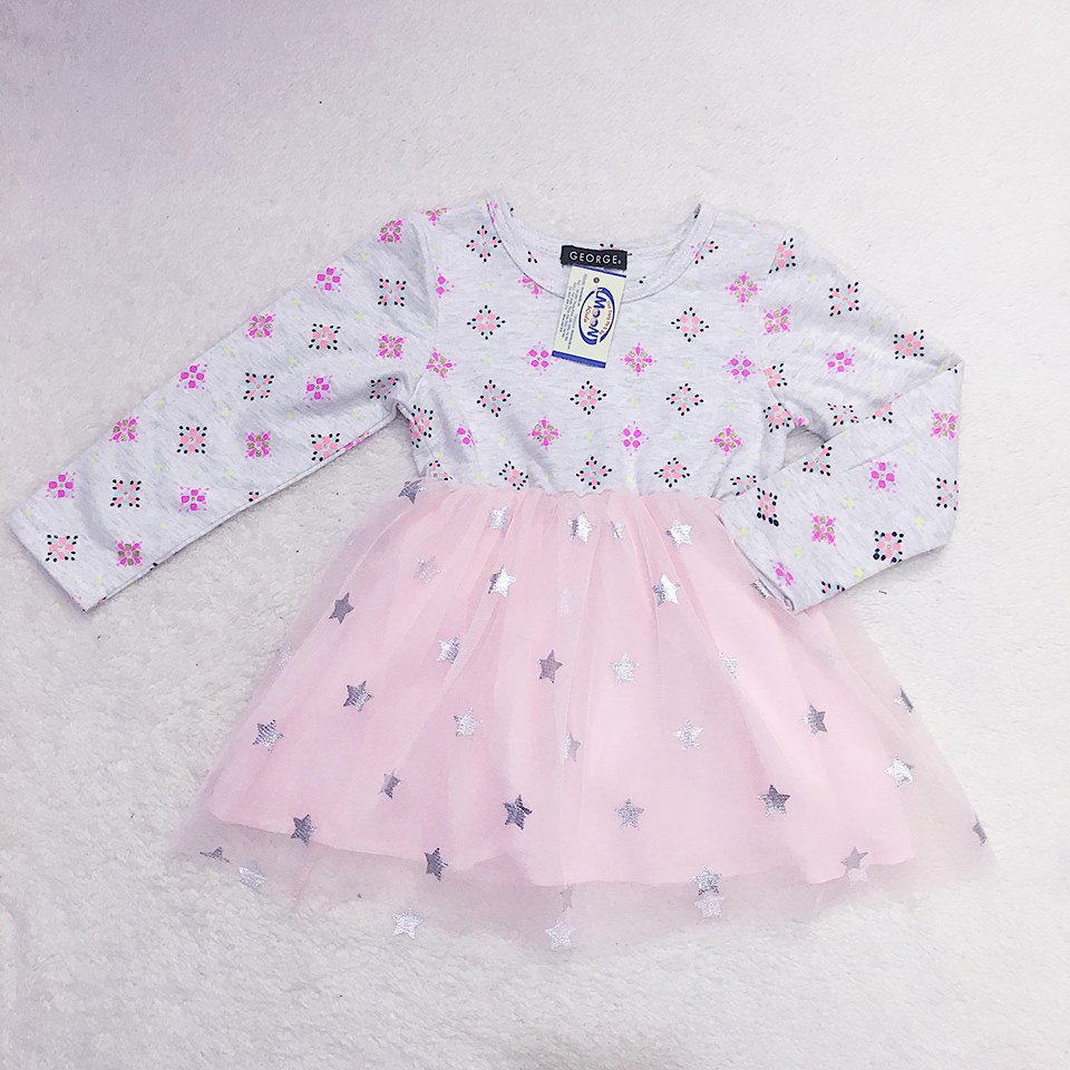 Váy George dài tay phối ren